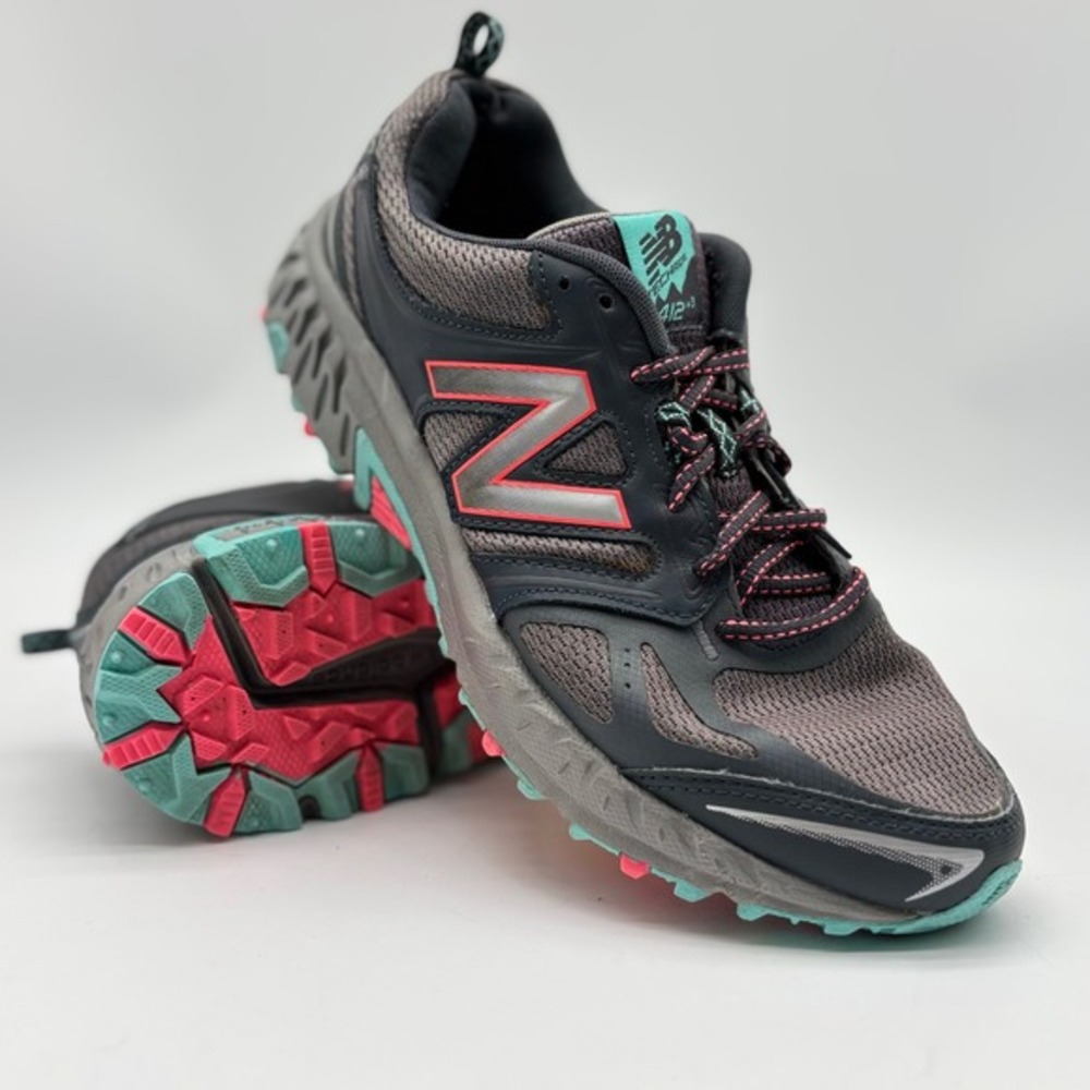 New‎ Balance 412 v3 Womens Trail Running Shoes Grey Pink Teal WTE412O3 Size 11 D